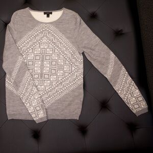 J. Crew Womens snowflake grey white merino wool sweater size large